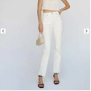 Reformation Cynthia High‎ Rise Straight Jeans Scalloped 26